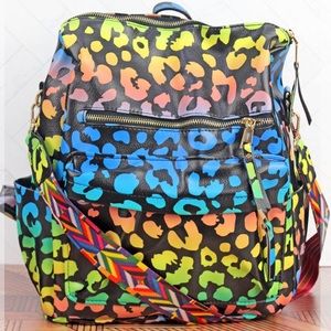 Leopard rainbow backpack purse